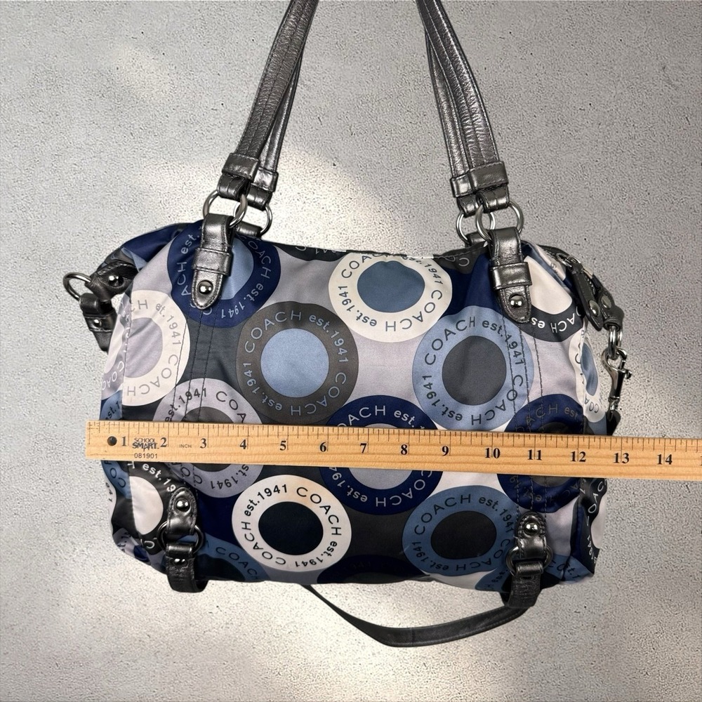 Coach Snaphead AOP Art Poppy Sateen Alexandra Satchel Blue Crossbody Hand Bag - Picture 8 of 8